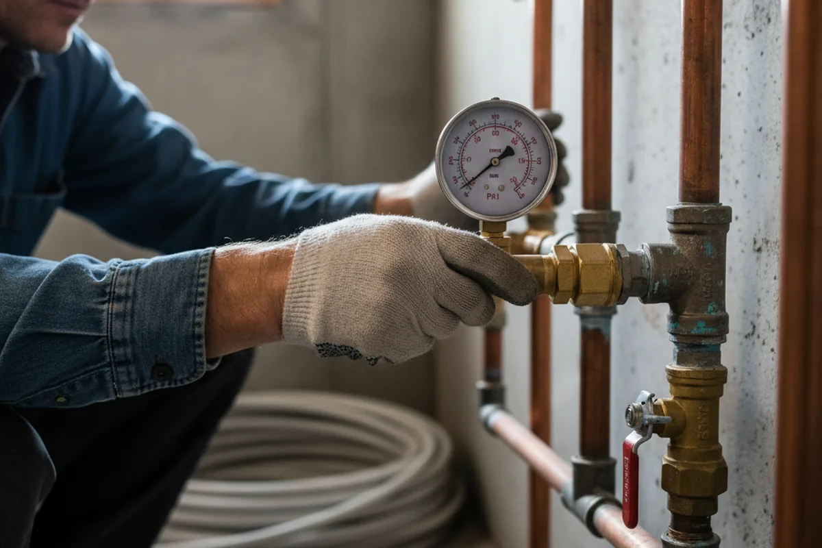 Pressure testing a repaired line during Water Line Repair in Fork